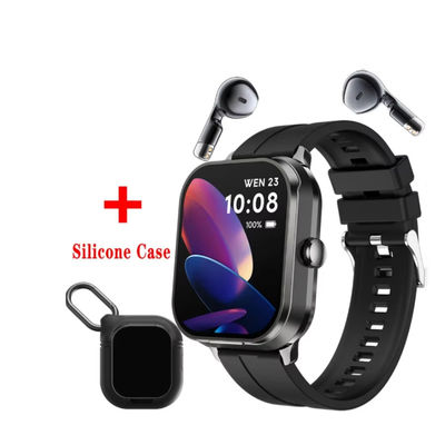 TWS वायरलेस D8Pro रक्तचाप आउटडोर स्मार्ट वॉच एमोल्ड डिस्प्ले 2 इन 1